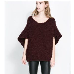 Zara mohair poncho sweater maroon